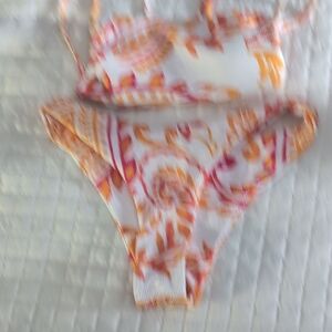 SHEIN Tropical Print Bikini in Orange and Pink